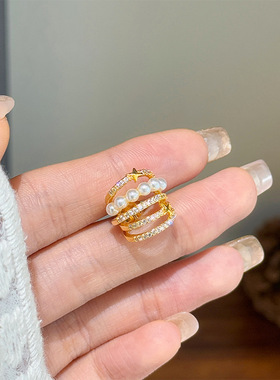 欧美时尚精致微镶锆石星星珍珠耳夹春夏无耳洞轻奢高级感百搭耳饰