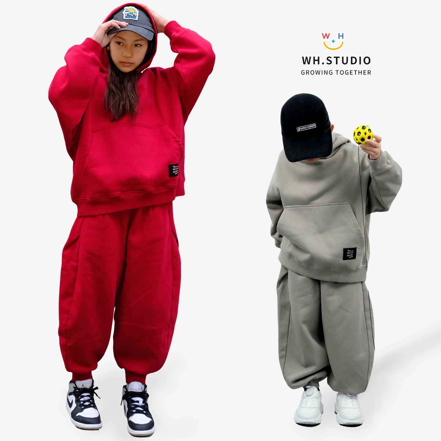 新年圣诞红色亲子加绒卫衣套装