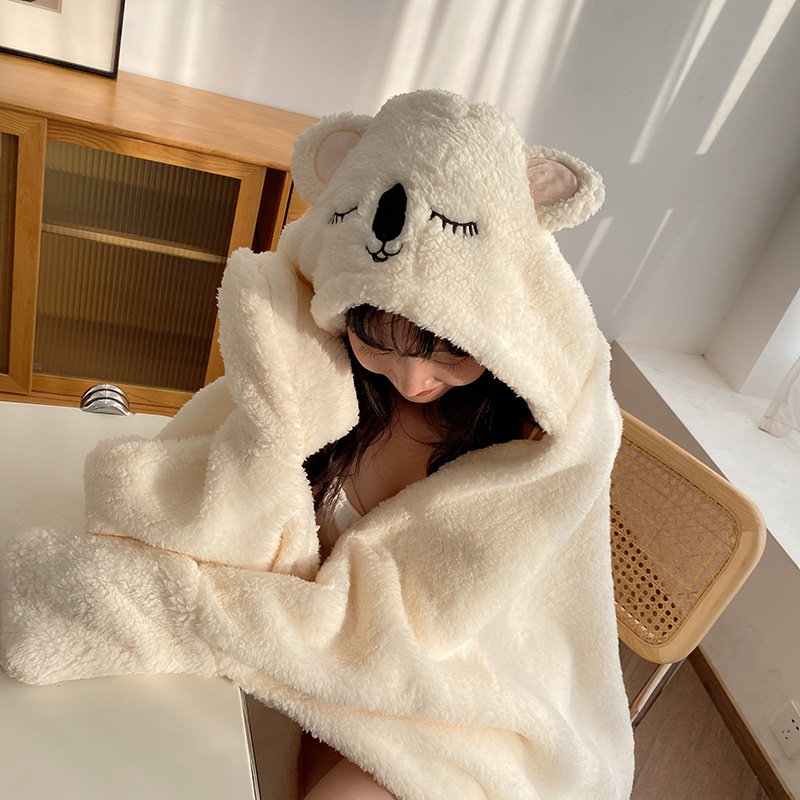 午睡小毛毯办公室加厚带帽斗篷