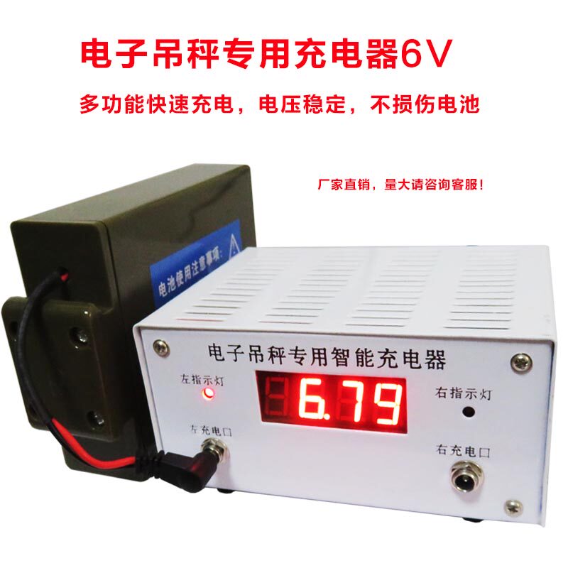 沃众白壳智能充电器吊秤原装吊磅电池充电机 6V7.2V 电子吊钩行车