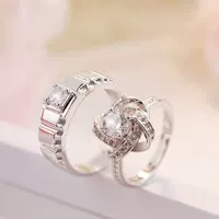 Nhẫn cưới kim cương giả cho nhẫn cưới mô phỏng lễ cưới trao đổi đạo cụ nhẫn đôi nam nữ - Nhẫn nhẫn nam vàng 18k