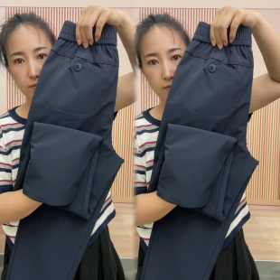 简约休闲百搭小脚长裤 女高腰显瘦小米格加厚萝卜裤 休闲裤 早秋新款