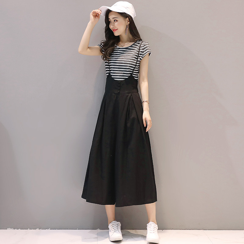 速发背带阔腿裤女2022新款初秋韩版雪纺连体裤高腰夏显瘦垂感吊带