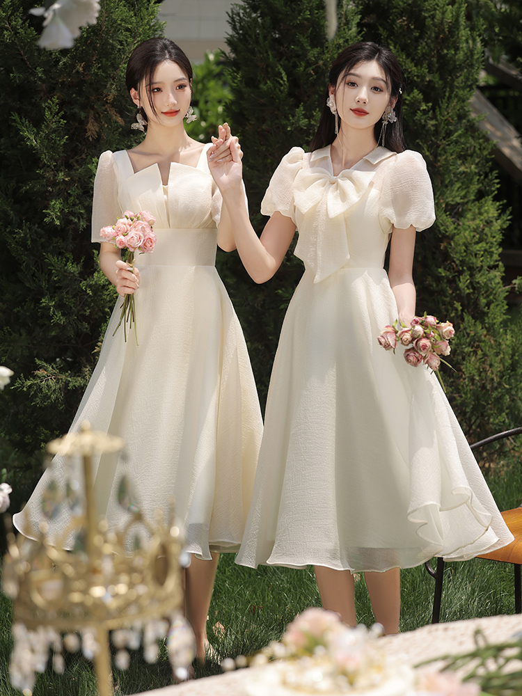 Bridesmaid dress, small summer evening dress, champagne color