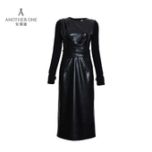 高级感蛋白片拼接立裁小黑裙长袖 ANOTHER ONE安那迪法式 连衣裙