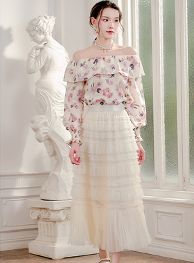 ANOTHER ONE安那迪法式高腰百褶网纱蛋糕裙新款仙女裙