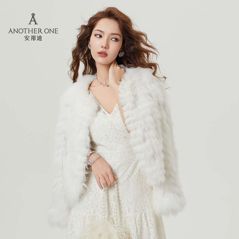 安那迪狐狸毛皮草短外套