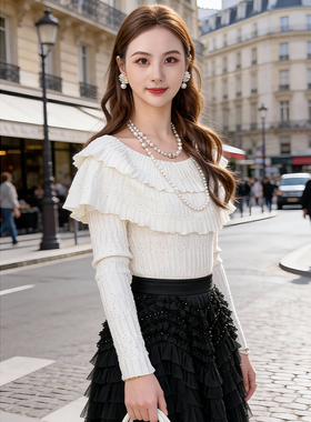 ANOTHER ONE安那迪法式小众设计毛衣慵懒风一字肩套头针织