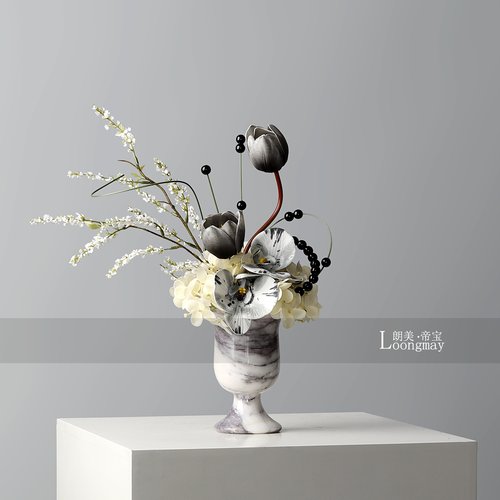 简约时尚大理石花瓶插花架空层酒店客厅茶几花艺卫生间小桌花摆件