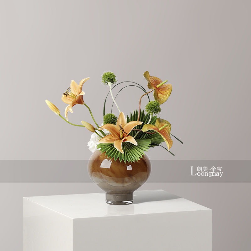 现代轻奢渐变水养玻璃花瓶插花客厅茶几餐桌花艺花器装饰艺术摆件