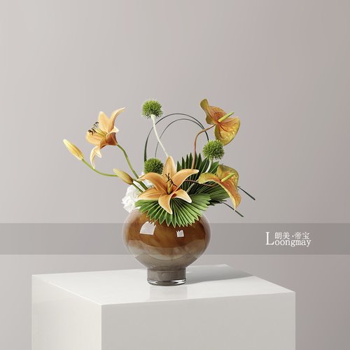 现代轻奢渐变水养玻璃花瓶插花客厅茶几餐桌花艺花器装饰艺术摆件