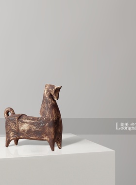 中古风艺术陶瓷马摆件样板房客厅书房玄关博古架新中式家居装饰品