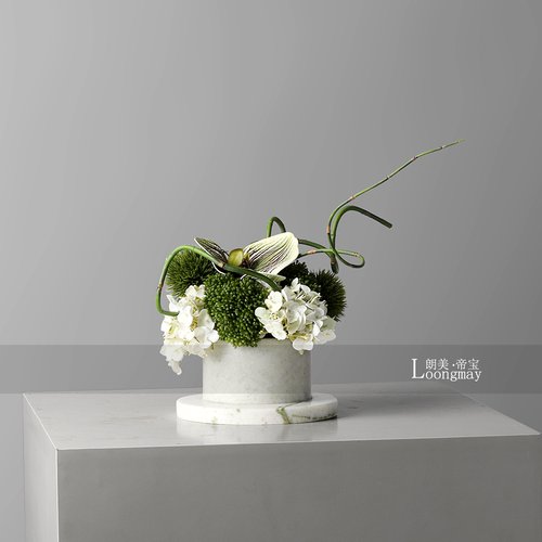 简约时尚大理石花瓶插花酒店样板房客厅茶几小桌花设计感花艺摆件