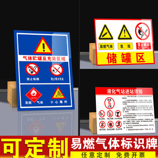 储罐区标识牌充装区标识牌易燃气体危险禁止烟火提示牌警示牌挂牌定做加油站煤气站燃气站天然气站标示牌标牌