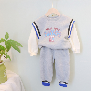清仓不退换男女童加厚加绒套装运动裤卫衣卫裤秋冬中小童装
