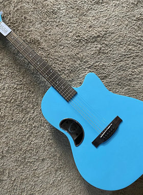 Singer 云杉木单板民谣吉他FRP圆背胶背 缺角天蓝色 库存缺拾音器