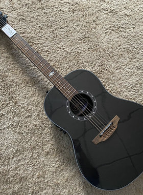 OVATION 奥威逊 Ultra 电箱云杉木民谣吉他圆背胶背 库存金属黑色