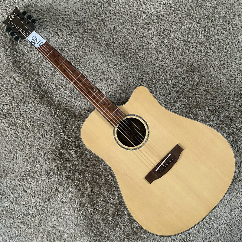 库存 LTD D320 云杉胡桃木民谣木吉他面单板缺角41寸原木哑光微瑕