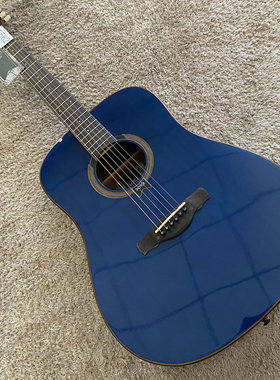 道奇Dotch 云杉玫瑰木面单民谣木吉他 41寸库存蓝色D桶透明蓝微瑕