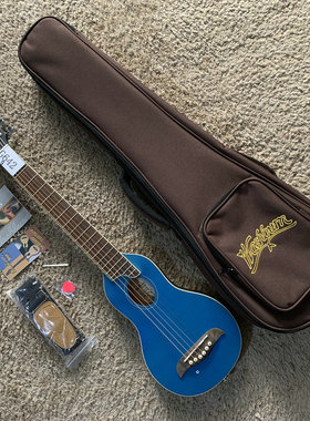 蓝色 Washburn勇士34英寸云杉民谣木吉他面单板旅行琴带包微瑕疵