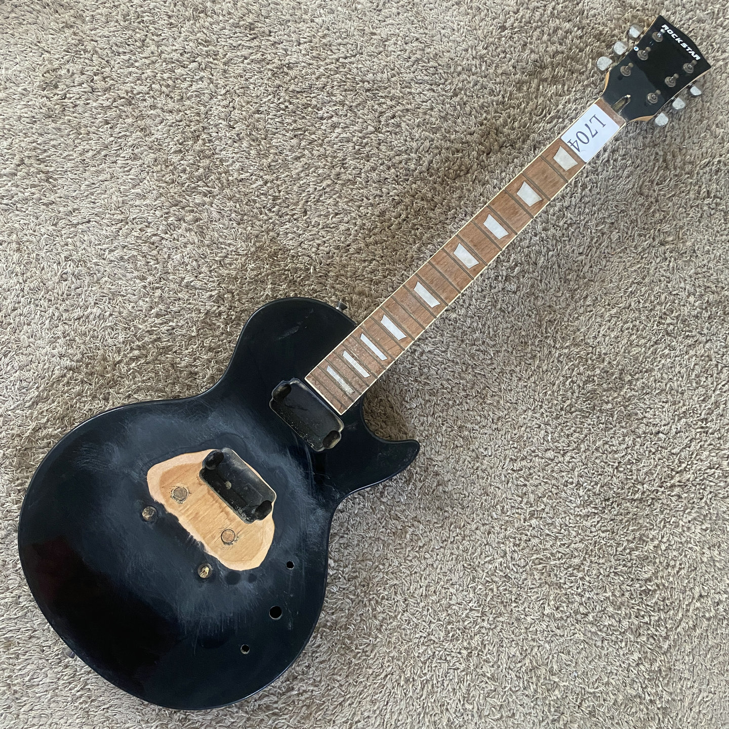 库存清仓Rock Star 平面LP电吉他半成品 DIY黑色 缺配件 微瑕