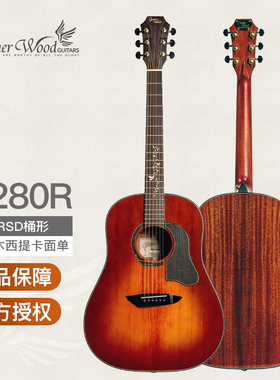 歌斐木Gopherwood G280R 4I英寸烘焙木云杉面单板民谣木吉他圆角
