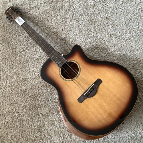 品牌 Caraya 41英寸 云杉木民谣木吉他合单板靠手库存入门日落色