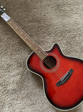 高品质 TK 40寸云杉桃花心木面单板民谣木吉他GA桶缺角 渐变红色