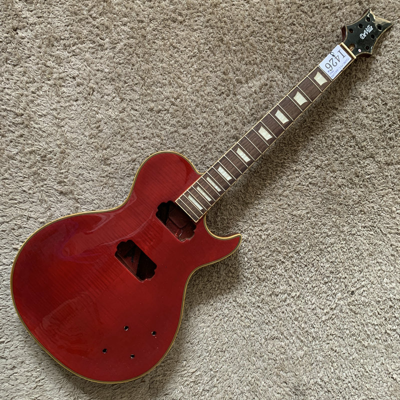 台湾工厂样品Deville LP 电吉他半成品微瑕无配件桃花芯枫木虎纹
