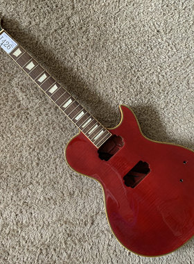 台湾工厂样品Deville LP 电吉他半成品微瑕无配件桃花芯枫木虎纹