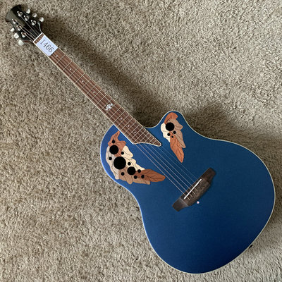 葡萄孔红松木面单板民谣吉他碳纤维圆背24品 变色龙金属颗粒缺角