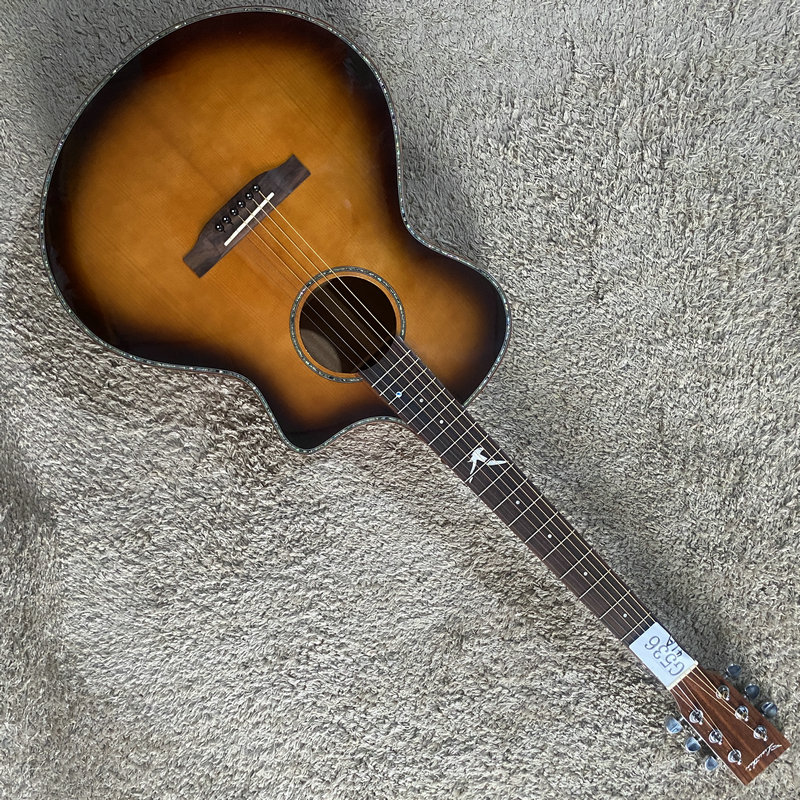 品牌 40寸云杉桃花心木全单板民谣木吉他缺角GF桶 日落色专业微瑕