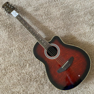 日本 樱花 Sakura 奥威逊款式 虎纹民谣吉他 圆背 库存装饰道具琴