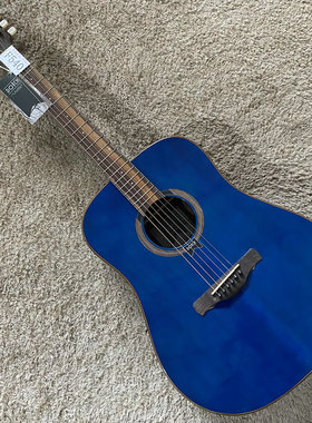 品牌Dotch 道奇云杉玫瑰木面单民谣木吉他 41寸库存蓝色 D桶微瑕