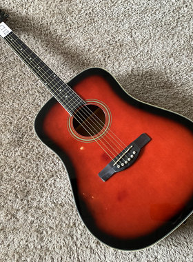 库存 41英寸云杉桃花心木民谣木吉他合板 渐变红色 41英寸D桶入门