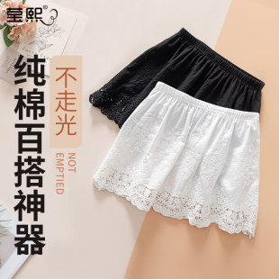 自带氛围感！秋冬蕾丝纯色屁帘鲨鱼裤遮胯2025新款叠穿打底半身裙