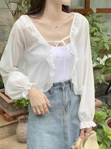 小清新防晒系带木耳边