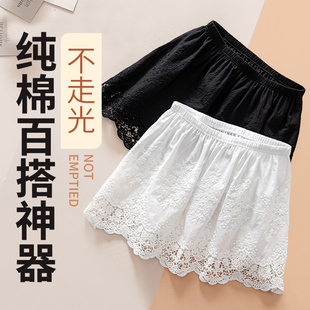 自带氛围感！秋冬蕾丝纯棉屁帘鲨鱼裤遮胯2025新款叠穿打底半身裙