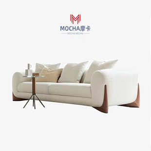 北欧日式 布艺沙发 羊羔绒奶油风沙发家用客厅小户型侘寂风设计师款