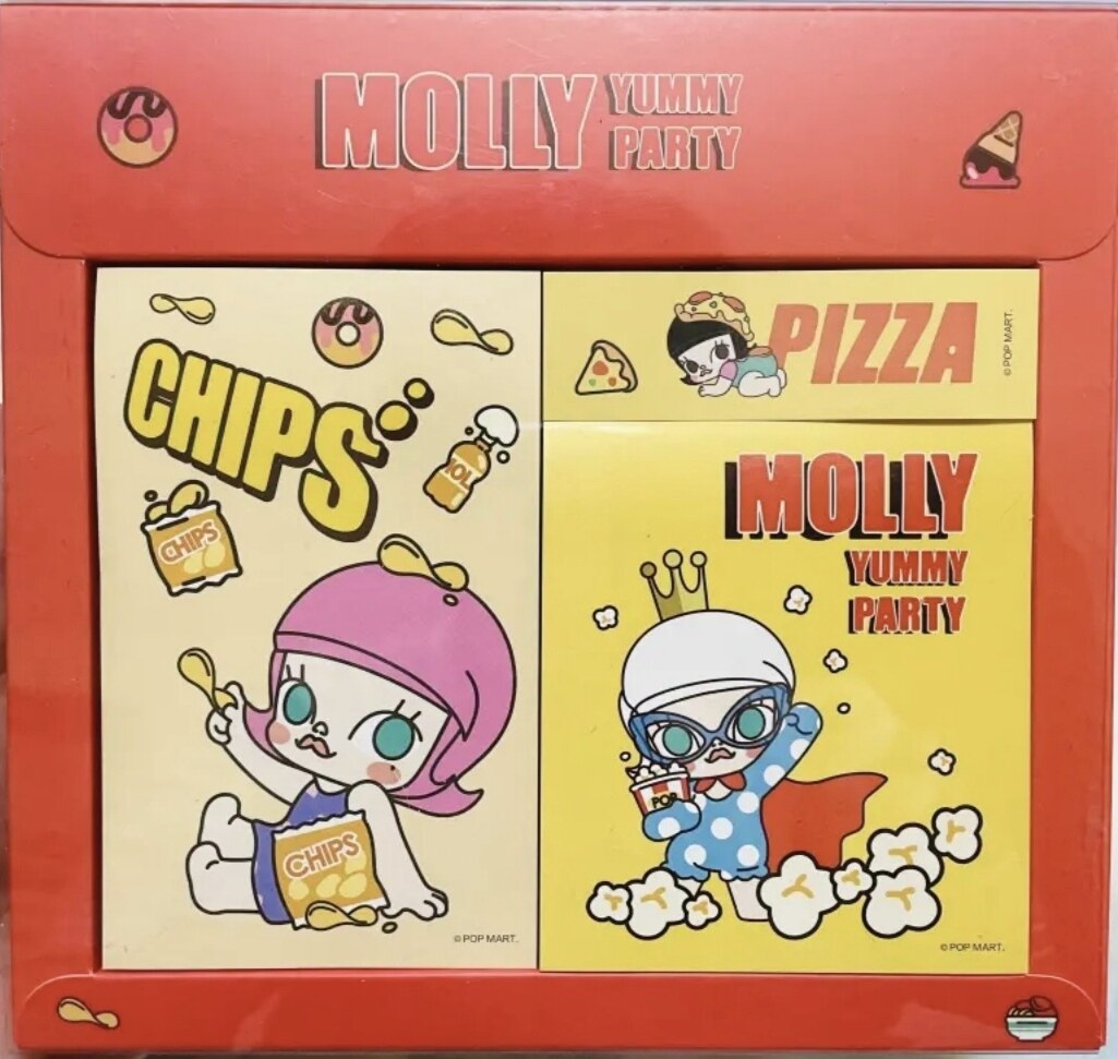 小套豆周边泡泡玛特molly纸盲盒签甜笔记本文具组装文件夹便利贴