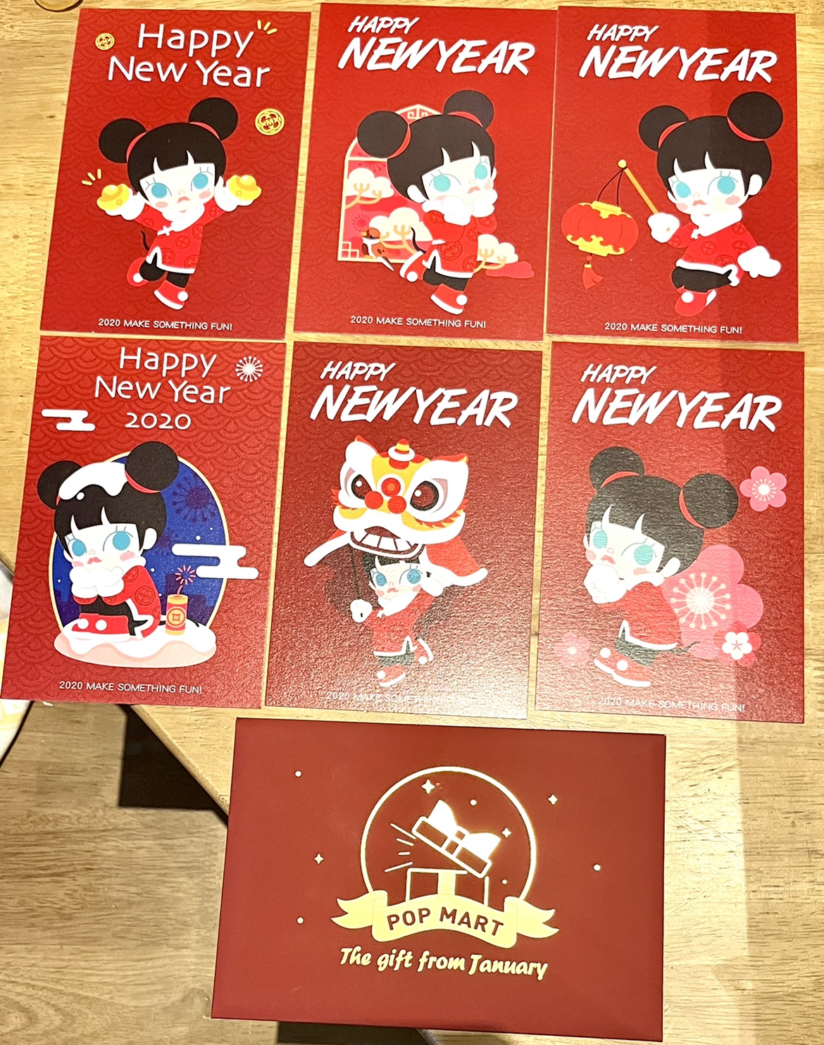 泡泡玛特Molly dimoo新年圣诞明信贺卡片春节冰箱贴盲盒周边