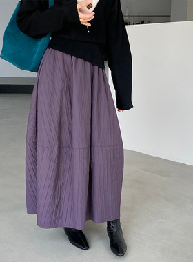 江左 人生半裙！高腰加厚花苞半身裙女秋冬保暖中长款灯笼裙 1708