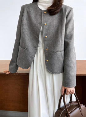 鹿西 法式小香风外套女短款2025秋季新款外搭气质高级感西装3352