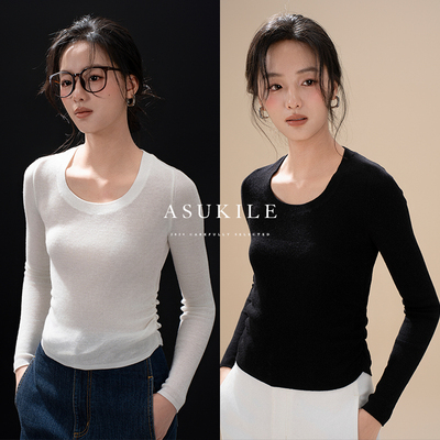 【云感衣】ASUKILE上心 初秋薄款圆领内搭针织打底衫女低领毛衫