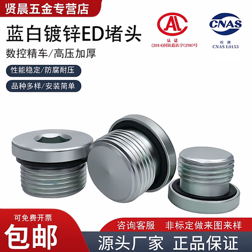 蓝白镀锌ED内六角堵头非标定做