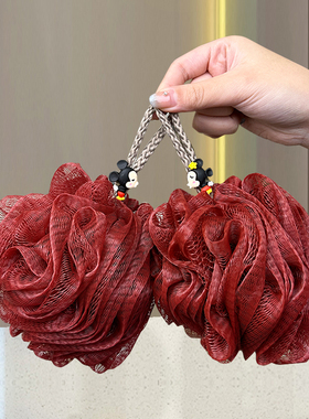 结婚情侣沐浴球一对红色喜庆米老鼠家用洗澡浴花高档不散新婚陪嫁