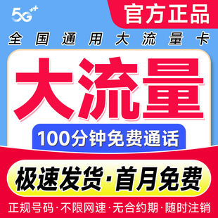 流量卡纯流量上网卡4g5g全国通用无线限量电话卡手机卡大流量卡