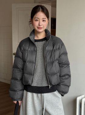 T.G-韩系通勤风加厚保暖立领方格羽绒服25814