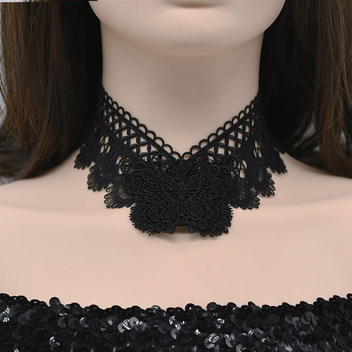 蕾丝女V领遮疤痕颈链项链