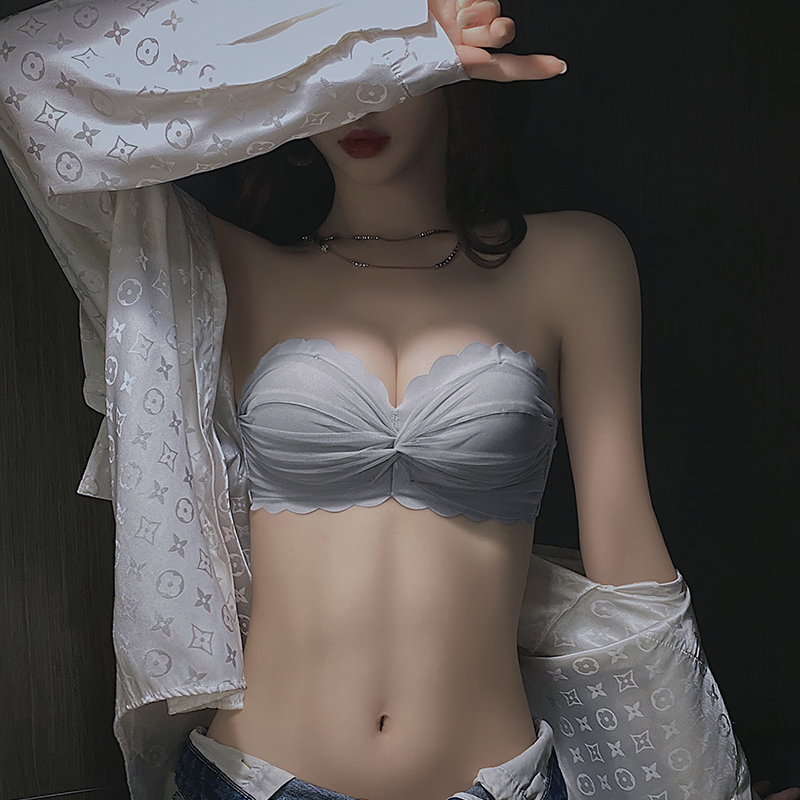 品牌无肩带内衣女小胸聚拢防滑收副乳防下垂美背套装裹抹胸文胸夏